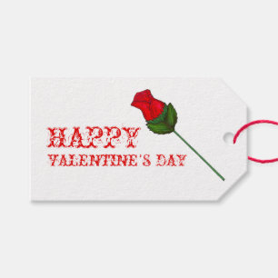 Happy Valentine's Day Red Rose Roses Gift Tag