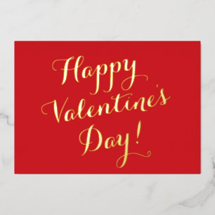Happy Valentine's Day red script calligraphy Foil Holiday Card