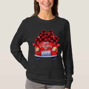 Happy Valentine's Day Red Truck Buffalo Plaid Hear T-Shirt