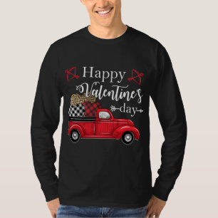 Happy Valentine's Day Red Truck Pickup Leopard Hea T-Shirt