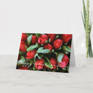 Happy Valentine's Day Red Tulips Bouquet Card