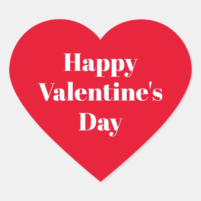 Happy Valentine's Day red white cute modern Heart Sticker (Front)