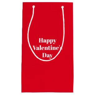 Happy Valentine's day, red white cute Small Gift Bag