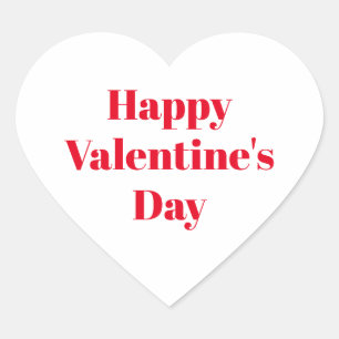 Happy Valentine's Day Red & white Valentine's day  Heart Sticker