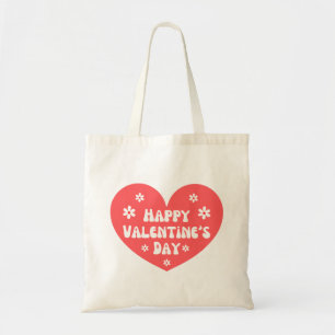 happy valentines day retro cure red heart  tote bag