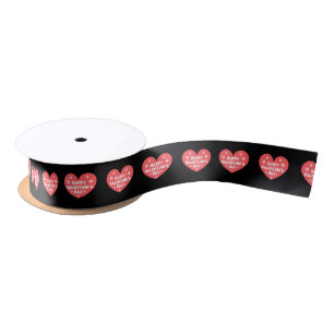 happy valentines day retro cure red hearts black satin ribbon