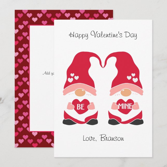 Happy Valentine's Day Retro Gnome Holiday Photo Card (Front/Back)