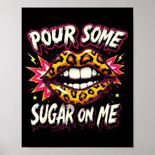 Happy Valentine's Day Retro Leopard Lips Ur Some S Poster