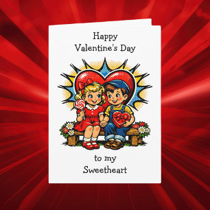 Happy Valentine's Day   Retro Pop Art Vintage Card