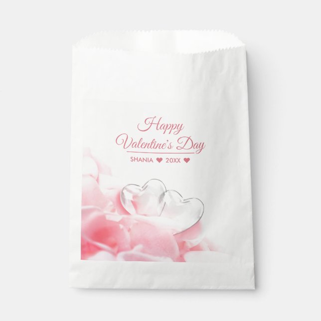 Happy Valentine's Day Romantic Glass Hearts Favour Bag (Front)
