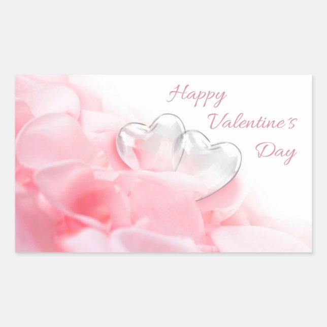 Happy Valentine's Day Romantic Glass Hearts Sticker (Front)