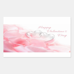Happy Valentine's Day Romantic Glass Hearts Sticker