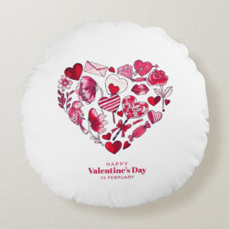 "Happy Valentine's Day - Romantic love" Round Pillow