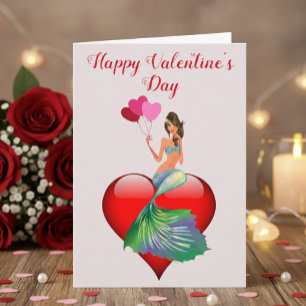 Happy Valentine's Day Romantic Mermaid Card