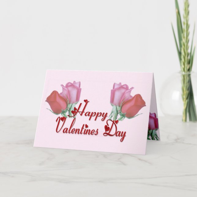 Happy Valentine's Day Roses - blank inside Holiday Card (Front)