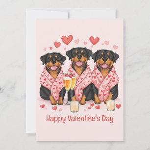 Happy Valentines Day Rottweiler Dogs Holiday Card