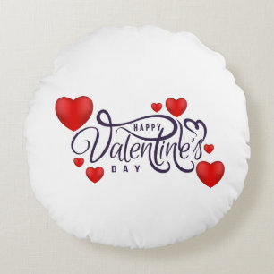 Happy Valentine's Day Round Pillow