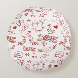 Happy Valentine's Day Round Pillow