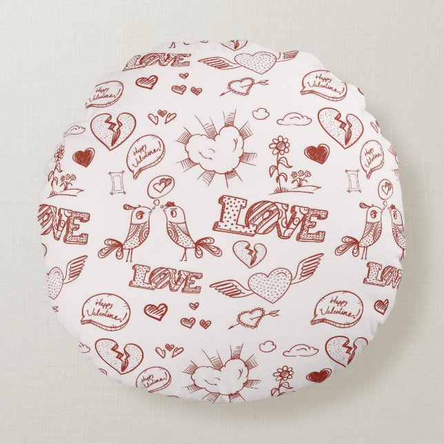 Happy Valentine's Day Round Pillow (Front)