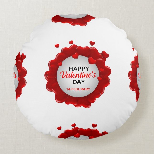 Happy Valentine's Day Round Pillow (Front)
