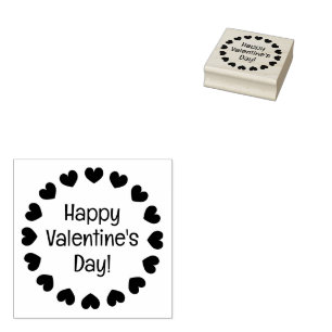Happy Valentine's Day rubber stamp with love heart