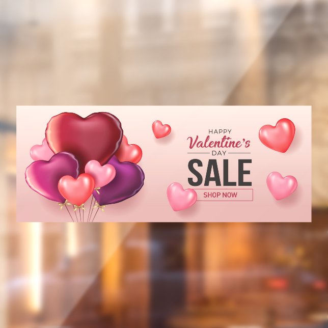 Happy Valentine's Day Sale Heart Balloons Window Cling (Sheet 2)