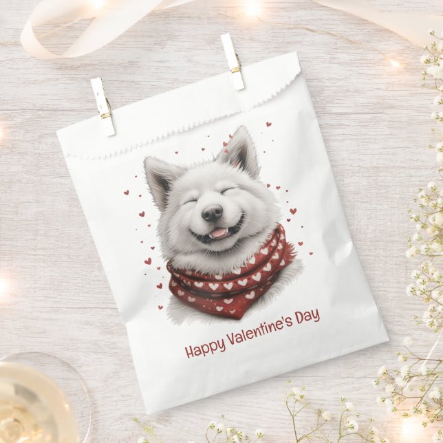 Happy Valentines Day Samoyed Dog Favour Bag (Clipped)