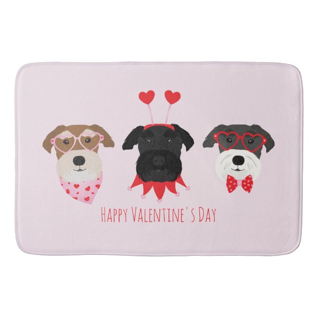 Happy Valentines Day Schnauzer Dogs Bath Mat (Front)