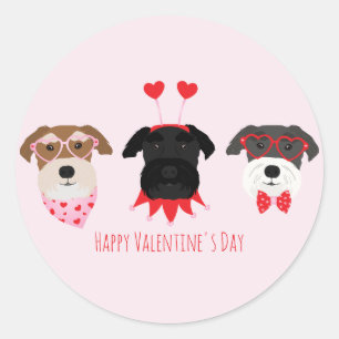 Happy Valentines Day Schnauzer Dogs Classic Round Sticker