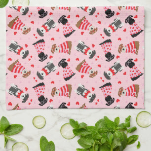 Happy Valentines Day Schnauzer Dogs Kitchen Towel