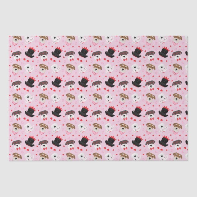 Happy Valentines Day Schnauzer Dogs Tissue Paper (Front)