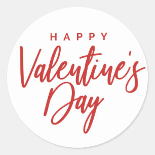 Happy Valentine's Day Script Classic Round Sticker