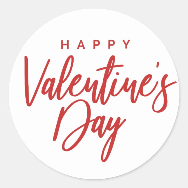 Happy Valentine's Day Script Classic Round Sticker (Front)