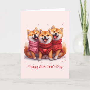 Happy Valentines Day Shiba Inu Dogs Holiday Card