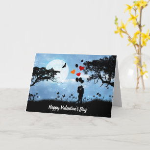 Happy Valentines Day Silhouette Couple Card