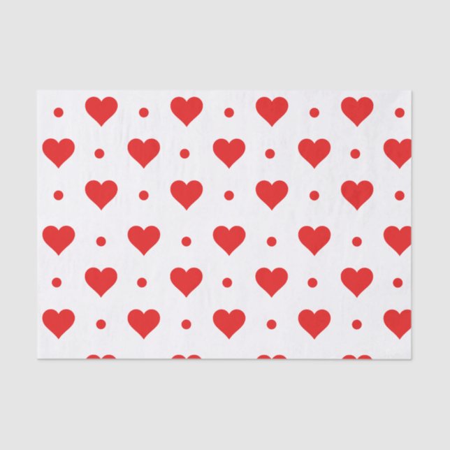Happy Valentine's Day Simple Red Hearts Pattern Tissue Paper (Front)