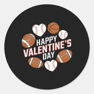 Happy Valentines Day Sketll Sell Footll Boys Mens  Classic Round Sticker