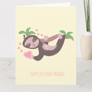 Happy Valentine's Day Sloth Hearts Birthday  Card