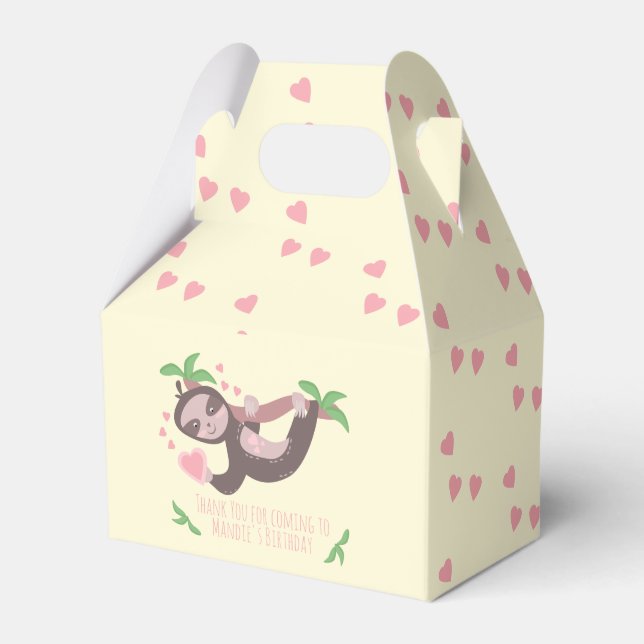 Happy Valentine's Day Sloth Hearts Birthday    Favor Box (Front Side)