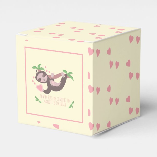 Happy Valentine's Day Sloth Hearts Birthday  Favor Box (Front Side)