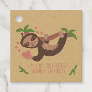 Happy Valentine's Day Sloth Hearts Birthday Favour Tags