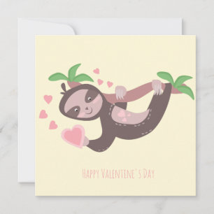 Happy Valentine's Day Sloth Hearts Illustration  Card