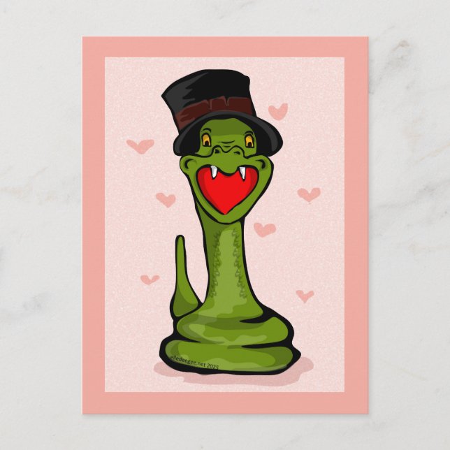 Happy Valentine's Day Snake Postcard (Front)
