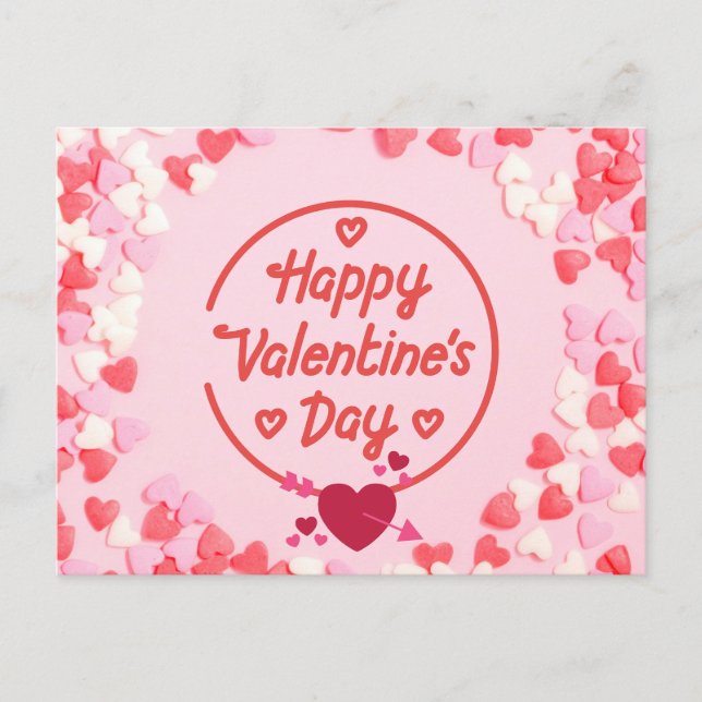 Happy Valentine's Day So Many Hearts Holiday Postcard (Front)