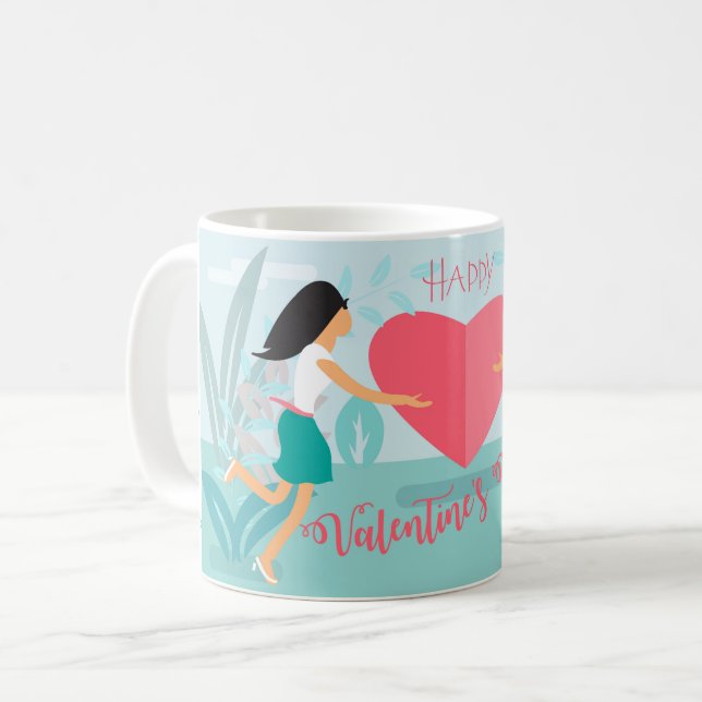 Happy Valentine's Day Spring Garden Coffee Mug (Front Left)