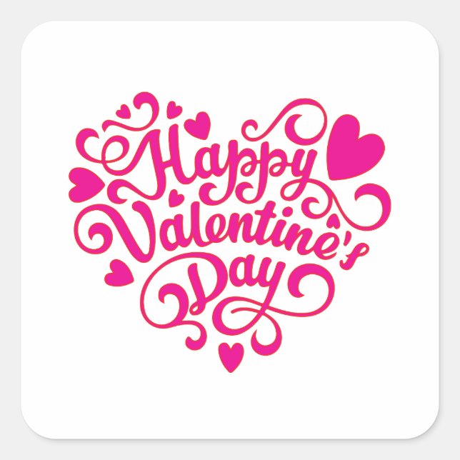 HAPPY VALENTINES DAY SQUARE STICKER (Front)