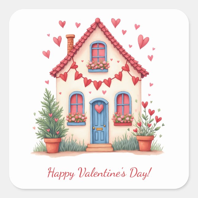Happy Valentine's Day! Square Sticker (Front)