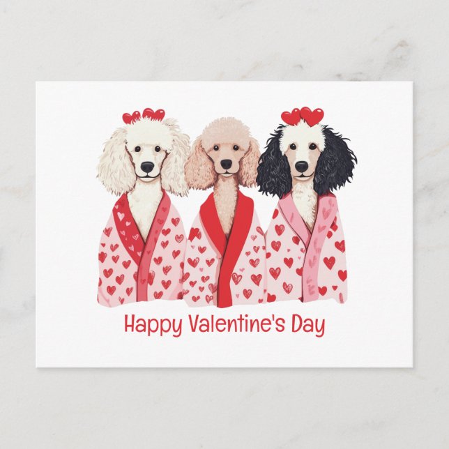 Happy Valentines Day Standard Poodle Dogs Holiday Postcard (Front)