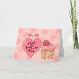 Happy Valentine's Day Strawberry Cupcake Card