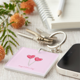 Happy valentine's day Sweet candy heart lollipop Keychain